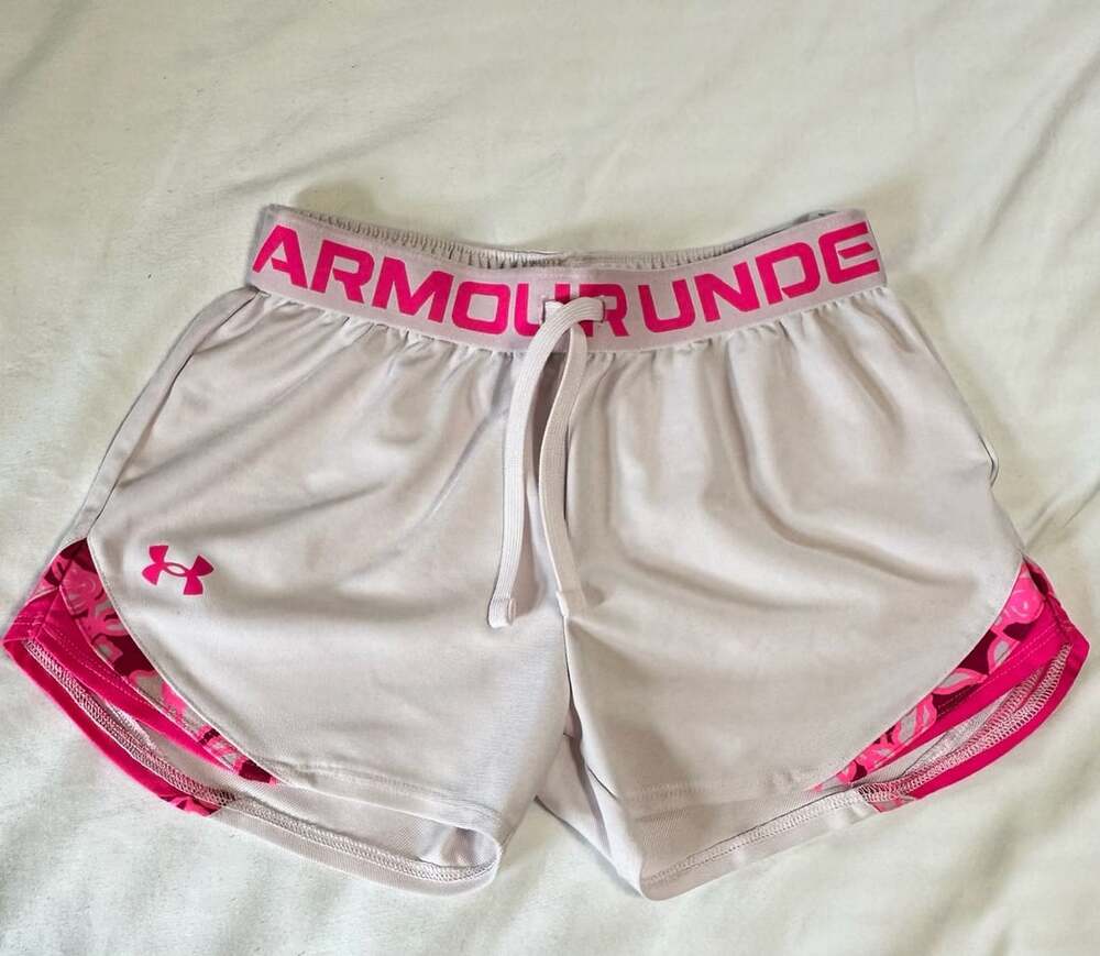 Under Armour Play Up Shorts Size YMD Pink White